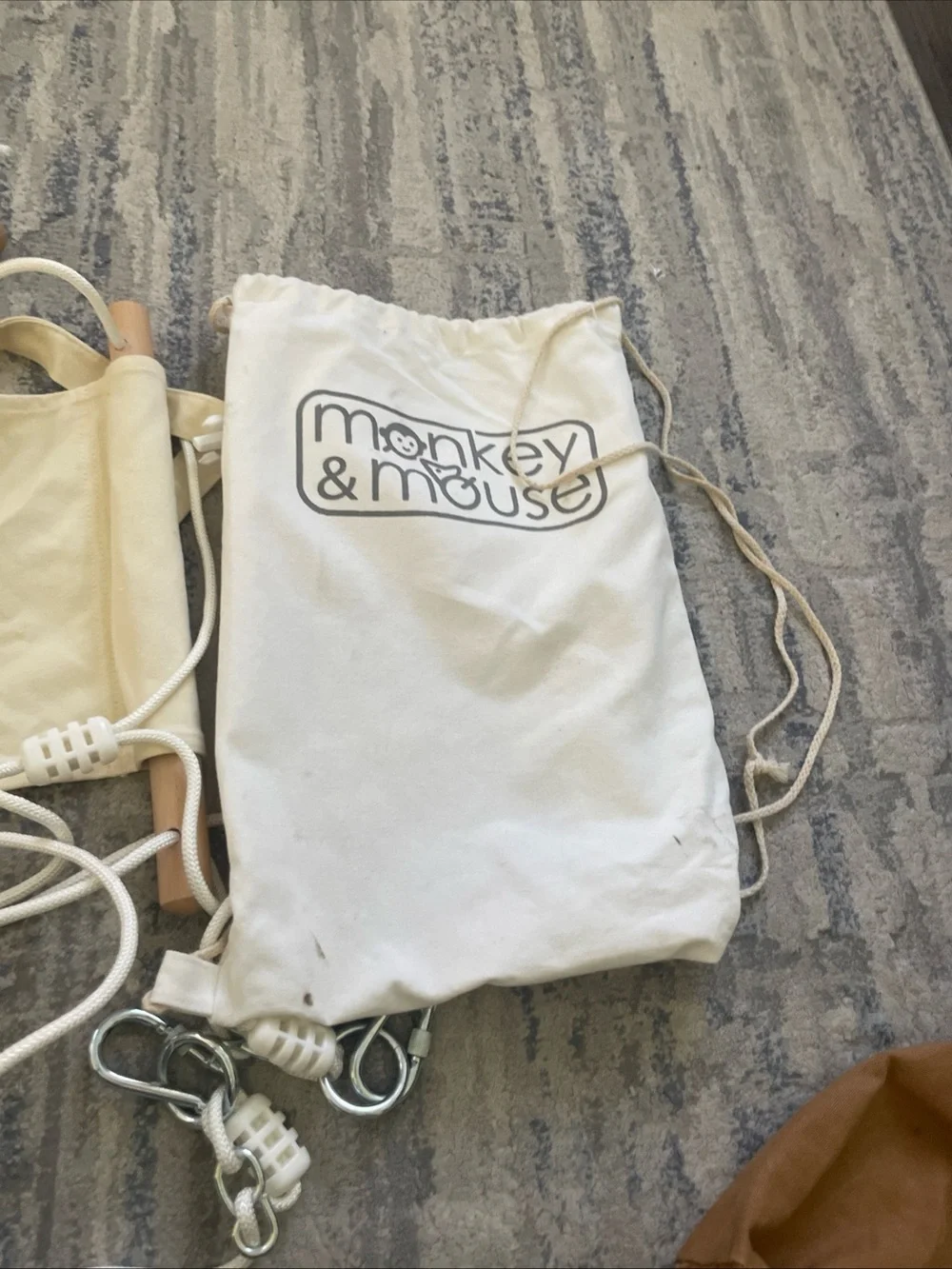 Monkey & Mouse Beige Camping Hammock w/ Spreader Bars, Portable Carry Bag